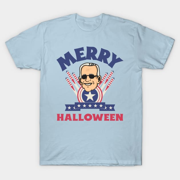 Merry Halloween - Joe Biden Funny Confused Happy 4th of July T-Shirt by Etopix